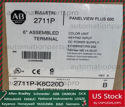 Allen Bradley 2711P-K6C20D /B HMI PanelView Plus 600 EtherNet KEYPAD DISPLAY