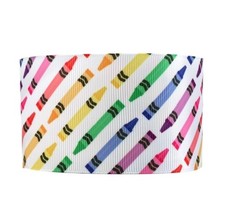 1 inch 1 yard Back to School Crayon Printed Grosgrain craft Ribbon 1084771