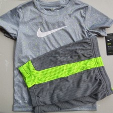 Nike Boys Size 6 Summer Dri-fit Mesh Shorts  T-Shirt Gray NEW Spring