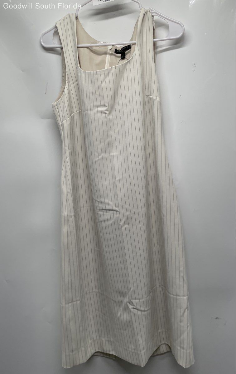 Banana Republic Womens Ivory Striped Sleeveless Back Zip Sheath Dress Size 10