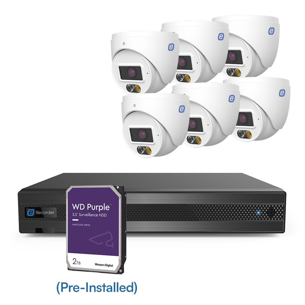 Epcom IP Camera Kit NVR 8 Ch 6 Turret Cameras Color 24/7 2TB HDD CCTV ...