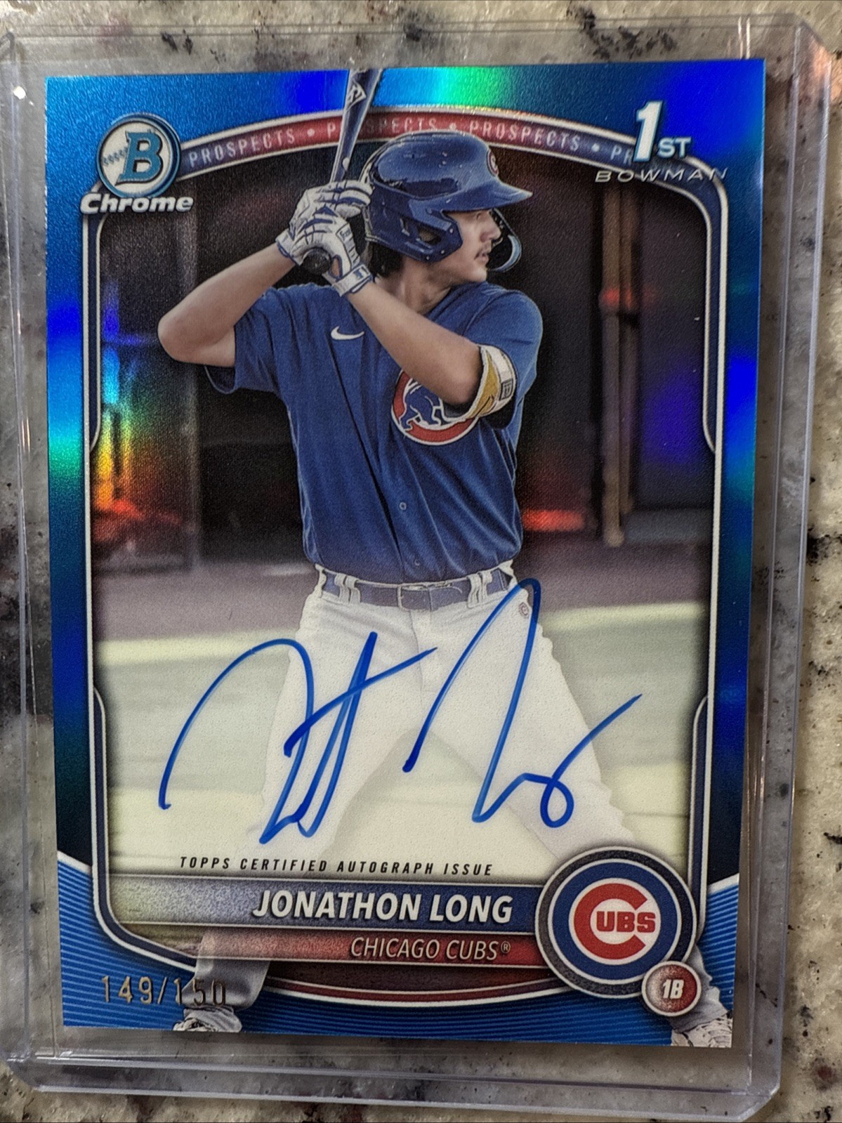 2025 Bowman Jonathon Long 1st True Blue Chrome Prospect Autograph Refractor /150