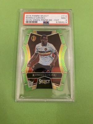 2016-17 Panini Select Romelu Lukaku /60 Neon Green Prizm Die-Cut PSA 9 Mint