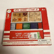 New Vintage Sock Monkey Stamp Kit Ages 4 Stamps