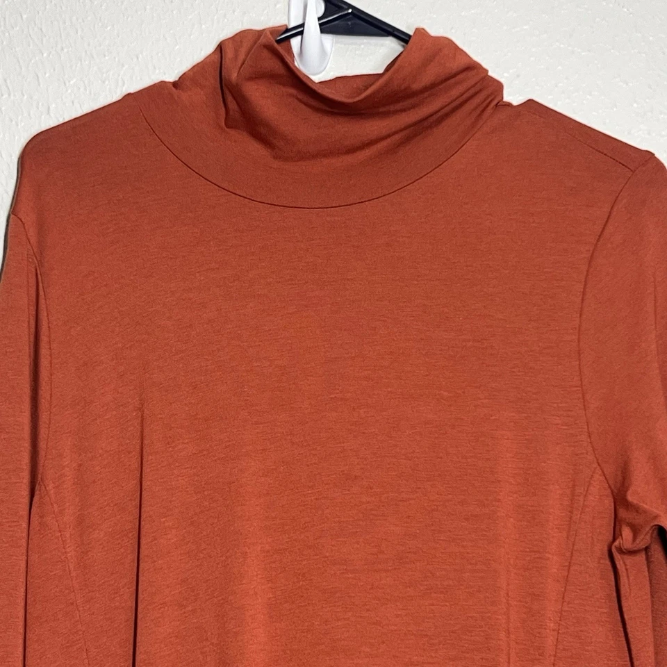 Soft Surroundings Dress Womens Large Tall Jackie Maxi Rust Stretch Turtleneck - Image 4 of 4