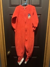 JCPenney Sesame Street Red Fleece One Piece Pajamas 3T Zip Long Sleeve