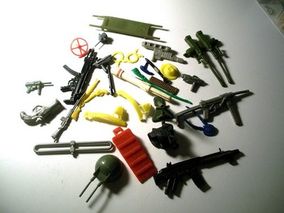 Junk drawer finds of play set guns and accessories by MPC, Timmee, Marx, & other