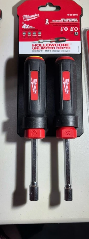 Milwaukee 2 Piece Hollow Core Magnetic Bit Driver 5/16 and 1/4   48-22-2502 - Image 2 of 3