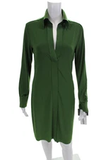 KAMALIKULTURE x Norma Kamali V Neck Long Sleeve Dress Green Size XS