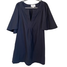 POMANDER PLACE Tuckernuck Size XL Finley Navy Blue Flutter Sleeve A-Line Dress