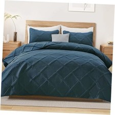 Oversized King Quilt Set- Navy Blue Cal King Quilts Bedding Set with 2 Pillow