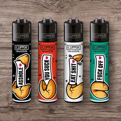Clipper Feuerzeuge 4er Set Fortune Cookies