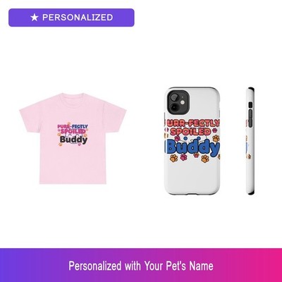 Custom Cat Spoiled Gift Set Shirt Phone Case Personalized Pet Name Bundle