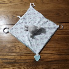 DreamGro Activity Blankie Elephant Lovey Rattle Baby Security Blanket Gray Green
