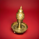 $159 Brass Incense Burner Candle Holder Handmade Etched Middle Eastern Mabkahra — photo 1