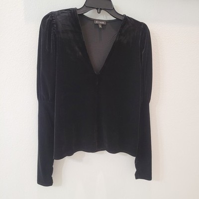Express Black Velvet Puff Sleeve Top Size S  Princess Sleeves