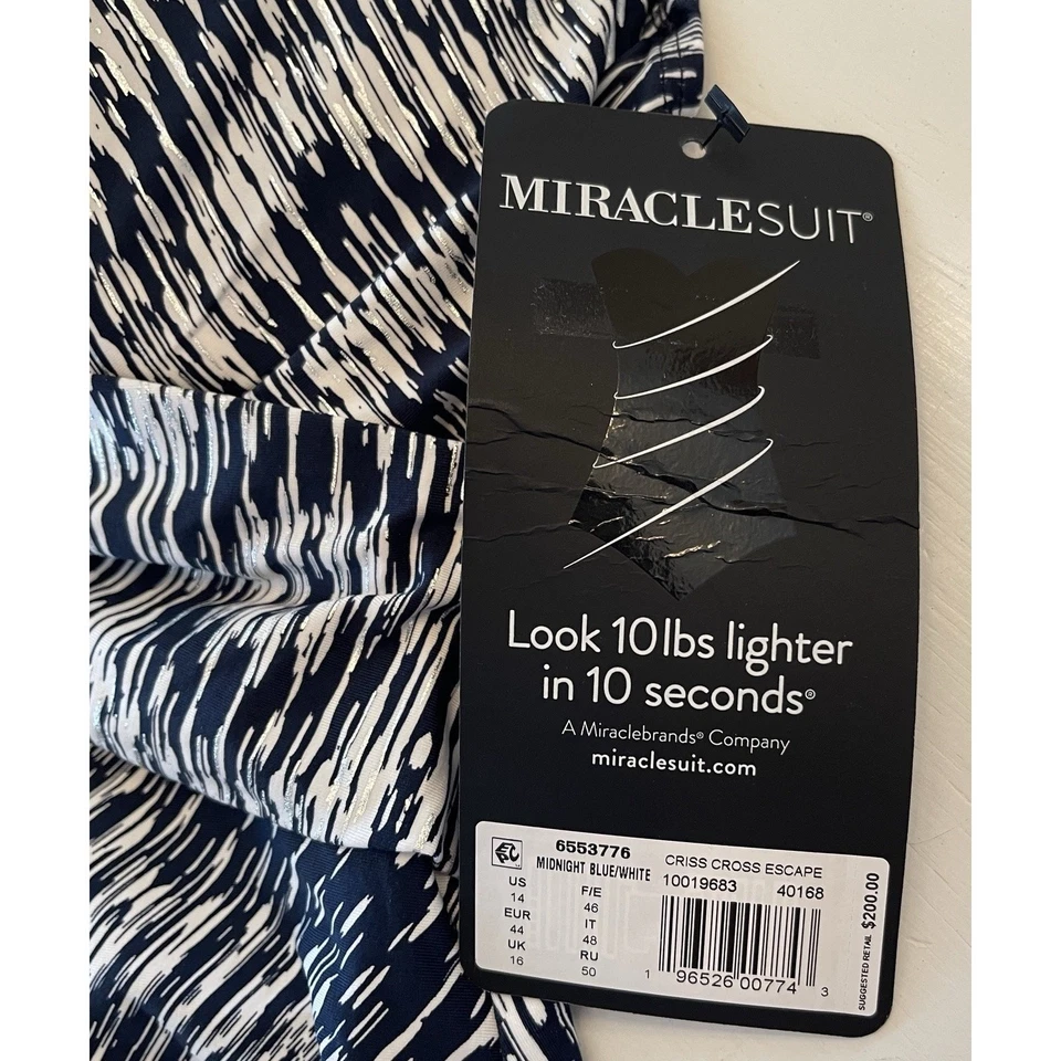 Miraclesuit Women's Silver Shores Criss Cross Escape Swimsuit Size 14 $200 - Image 4 of 4