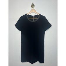 Madewell Black Shift Dress Contrast Collar Short Sleeve Sz S