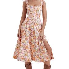 NEW, House of CB Saira Ivory Floral Midi Sundress in Blush Sz S #MD2448
