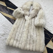 Long Blue Fox Fur Coat Size M White Shipped from Japan
