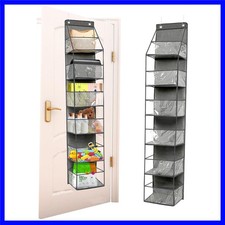 6-Shelf Over The Door Hanging Storage Closet Organizer Grey  Behind Door Sto...
