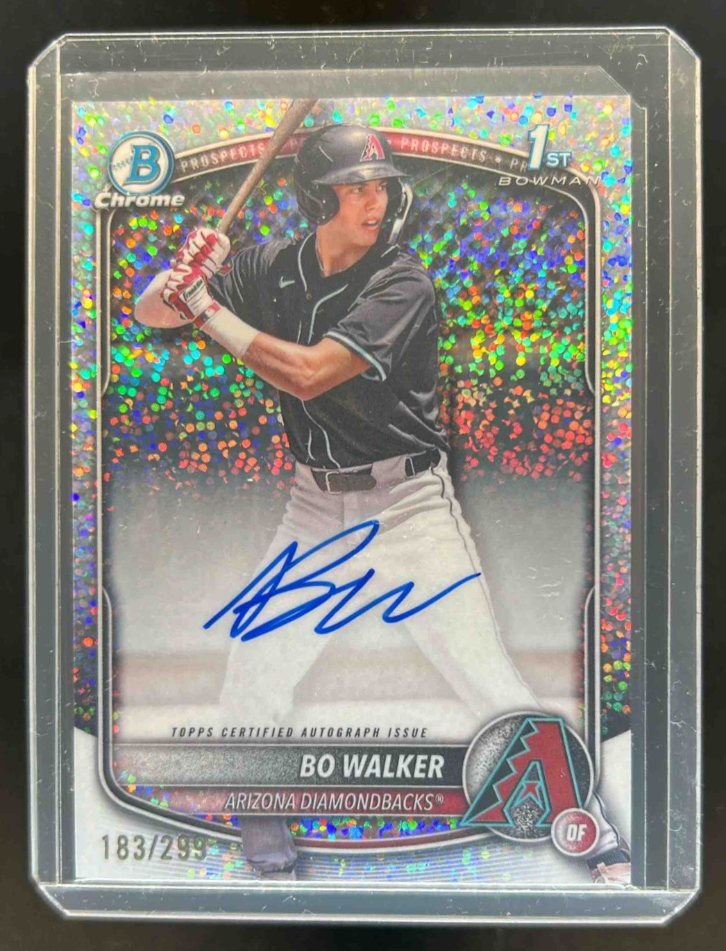 2025 Bowman Bo Walker Chrome Auto Speckle Refractor 1st Prospect #183/299