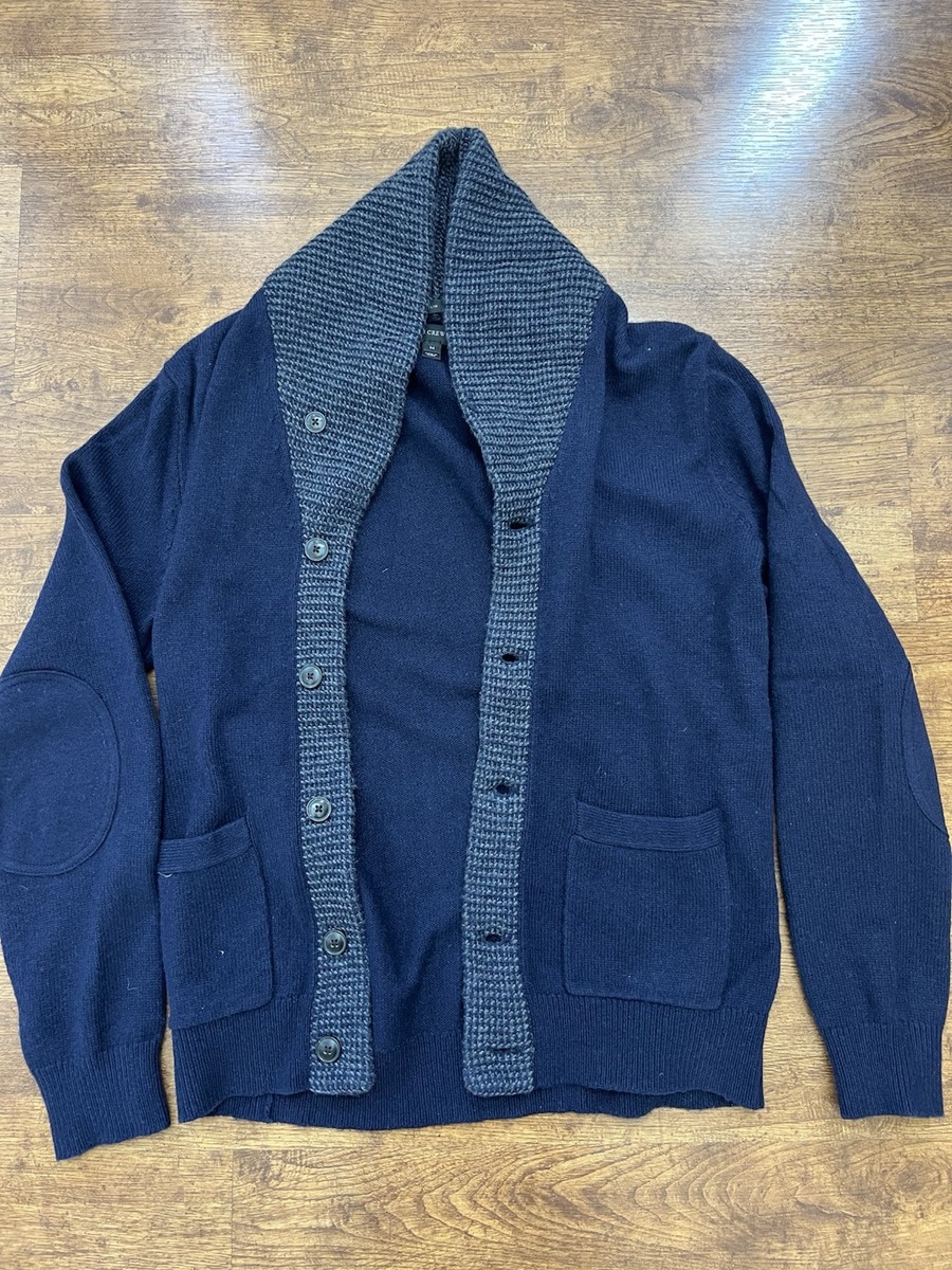 Men’s Shawl Cardigan Sweater Merino Wool Blend Medium Navy NWOT - Main Image