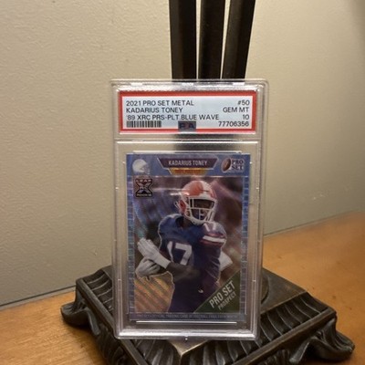Leaf 2021 Pro Set Metal Kadarius Toney '89 XRC Blue Wave RC /2 #50 PSA 10