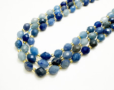 Natural Blue Aventurine Faceted Oval Beads 6x8mm Gemstone Strand 14.5" - PGS323