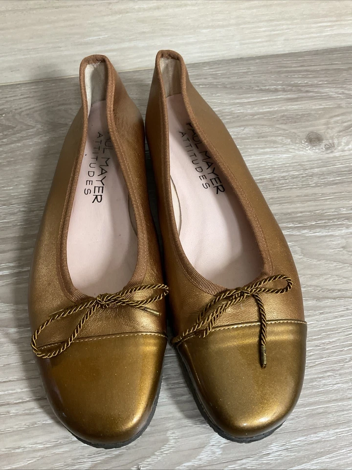 Paul Mayer Attitudes Ballet Pisos Oro Puntera Arco Detalle Mujer Talla 10 Foto 4 de 4