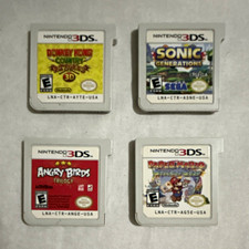 Nintendo 3DS Lot: 4 Game Cartridges Donkey Kong, Sonic, Angry Birds, Paper Mario