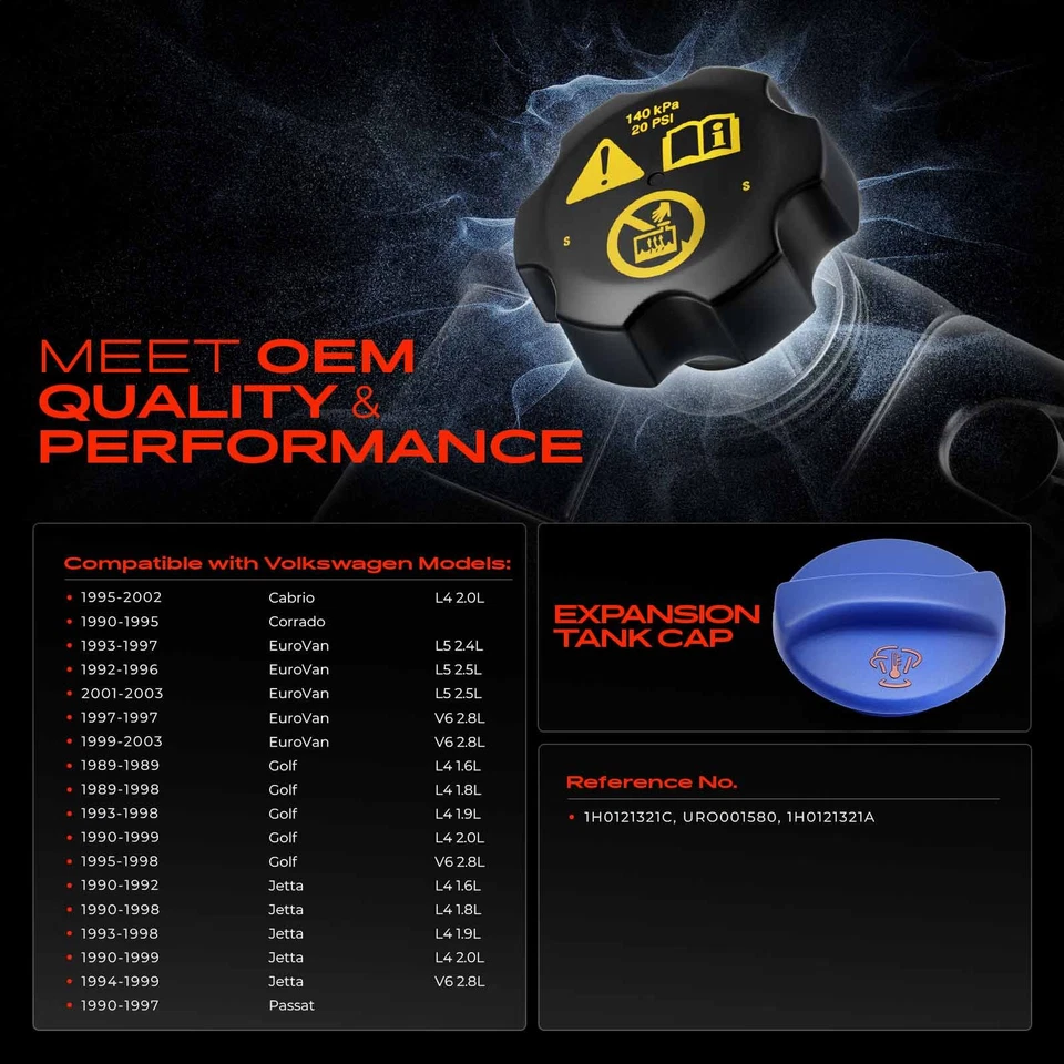 Coolant Reservoir Radiator Cap for Volkswagen Jetta 1990-1999 Passat Golf Cabrio - Image 2 of 4