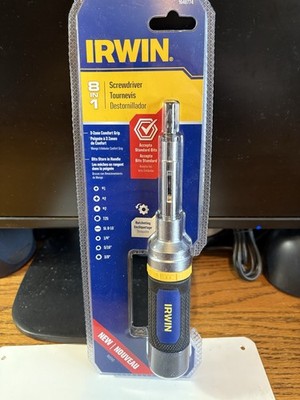 Irwin Tools 1948774 8-in-1 Compact Ratcheting Multi-bit Screwdriver Comfort Grip