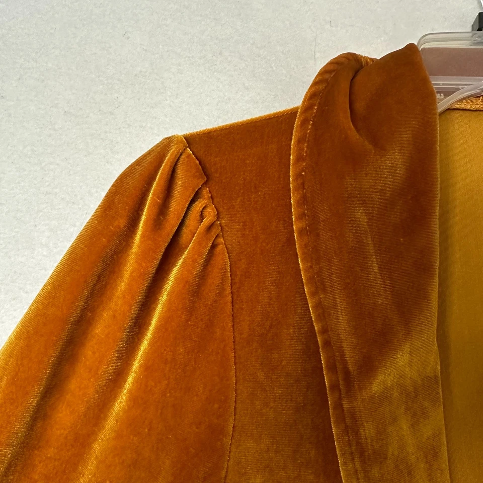 Cárdigan Plumero Talla S Terciopelo Dorado Rico Ropa de Salón Elástico Largo Vacaciones Cosplay Foto 2 de 4