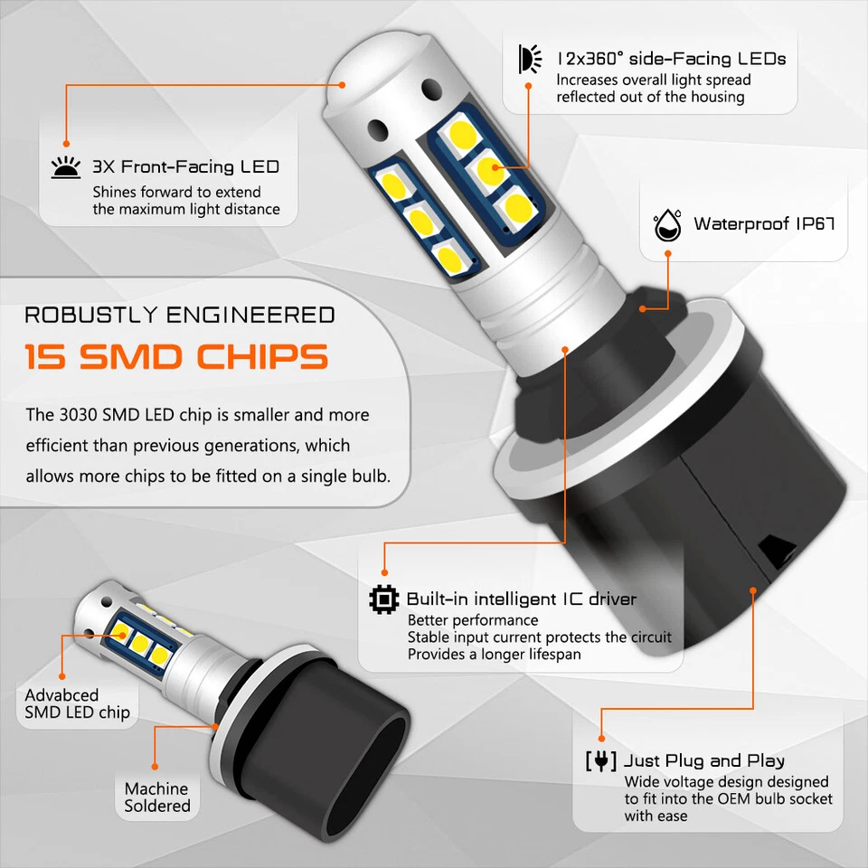2x 880 890 892 893 899 SMD LED Fog Light Driving Bulbs 100W 6000K Xenon White - Image 3 of 4