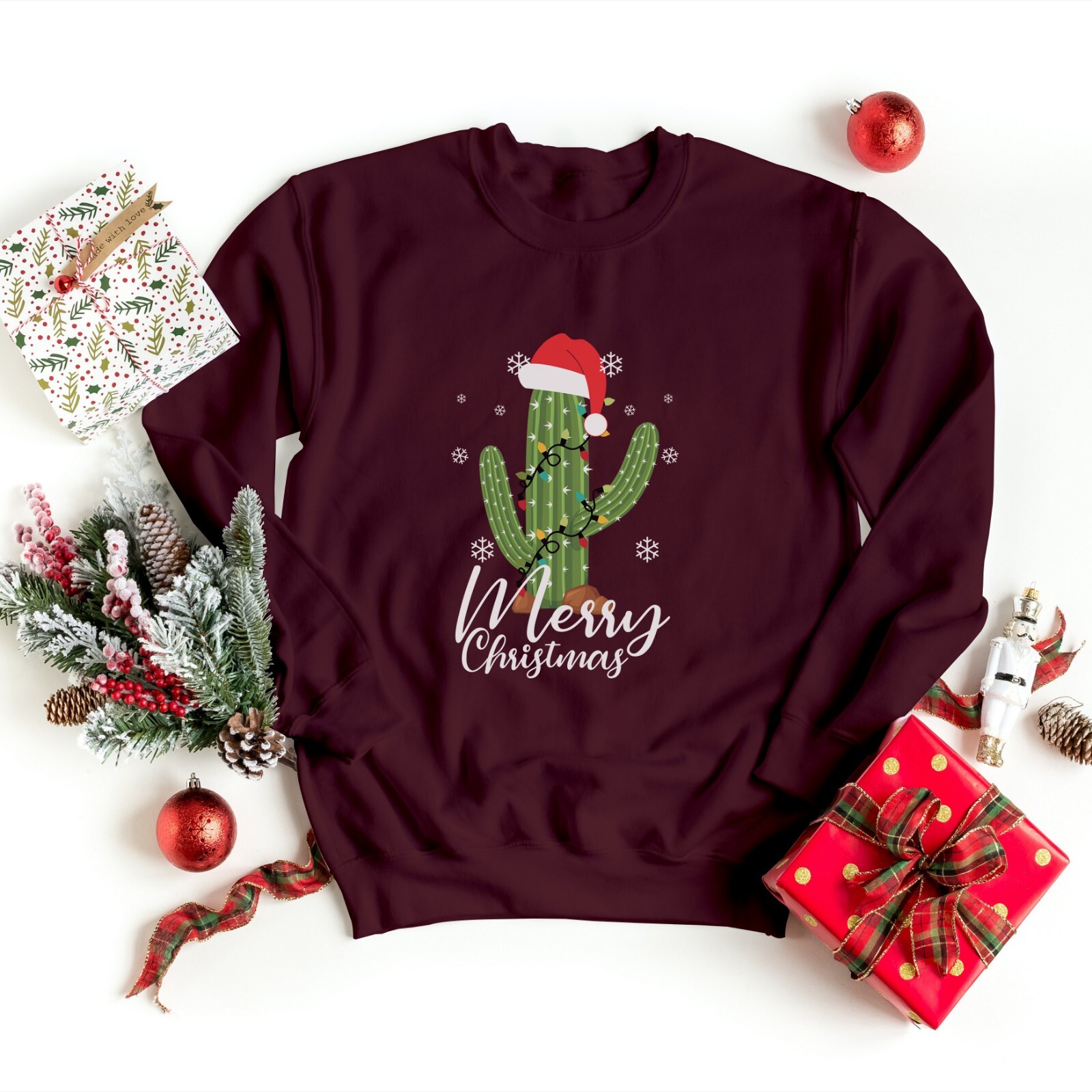 Merry Christmas Festive Tops XMAS Novelty Jumper 2022 Ugly Funny Cactus Tops