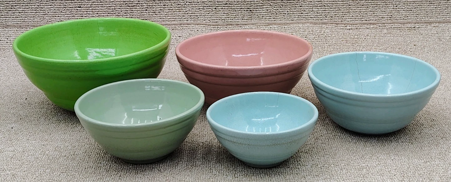 Antique Nesting Kitchen Bowls Thick Glazing Ceramic