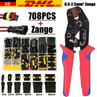AMP Superseal Starter Set Stecker 1-6-pol KFZ LKW Motorrad Crimpzange für FSH