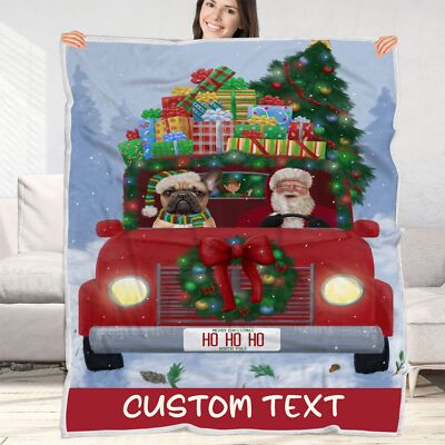 French Bulldog Blanket Personalized Throw Woven Fleece Sherpa Christmas NWT 