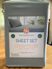 New Huntington Home Twin bed Sheet 3 Piece Set Fabric Bag Gray color