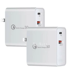 2 Ports 48W Fast Quick Charge QC 3.0 USB Hub Wall Charger Type C Adapter US Plug