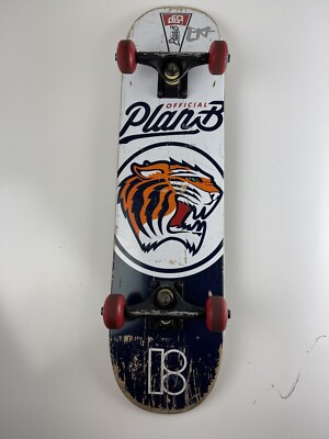 Plan B Skateboard 18 Green Eye Tiger Used Condition W/Trucks