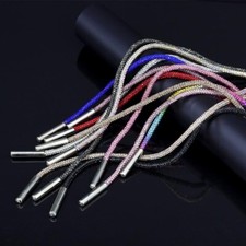 6mm 2pcs Rhinestone Shoe Laces Glitter Hoodie String Replacement Cords Rope