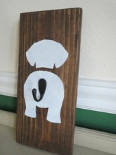 Dog Tail Leash Wall Hook Wood Plaque