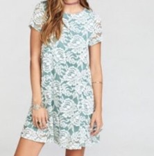 Show Me Your Mumu Women's Lovers Lace Romantic Mini Dress Sage Green Size Small