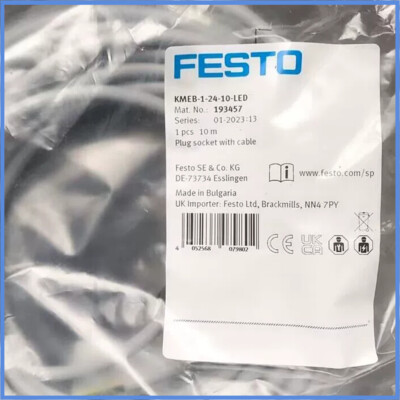 NEW ORIGINAL KMEB-1-24-10-LED-193457 Connecting line Festo Expedited Shipping