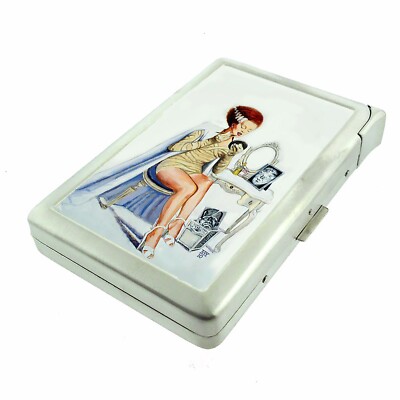 monster cigarette case Vintage Monster D13 Cigarette Case with Built in Lighter Metal Wallet