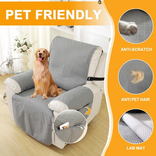 Waterproof Recliner Chair Cover with Pocket Slipcover Reversible Sofa Protector - Picture 22 of 30