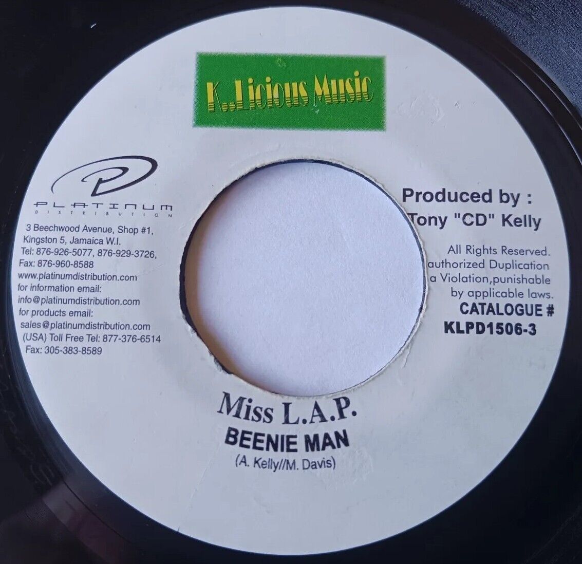 Beenie Man - Miss L.A.P. / Buy Out Version Vinyl 45 - 2001 K..Licious Music 
