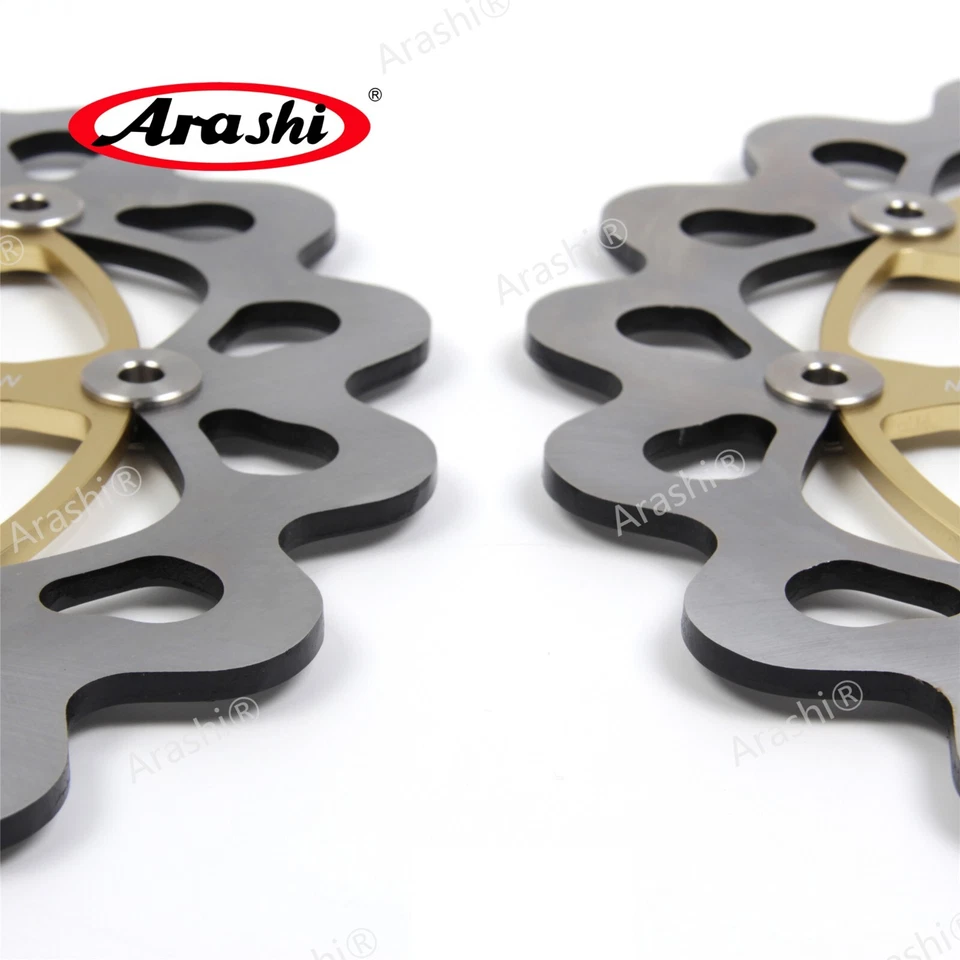 Rotor de disco de freno delantero dorado + pastillas de freno orgánicas para Suzuki TL1000S 1997-2001 Foto 4 de 4